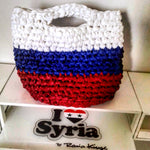 I love Syria's russian flag bag, made by displaced women in Damascus Syria.