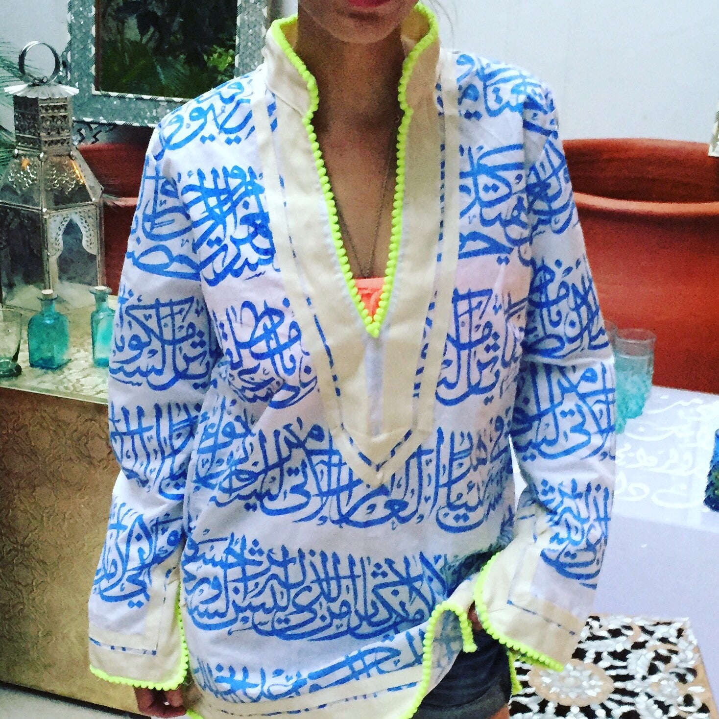 DamascusConcept Tunic, arabic caligraphy, Rumi poem, only breath.