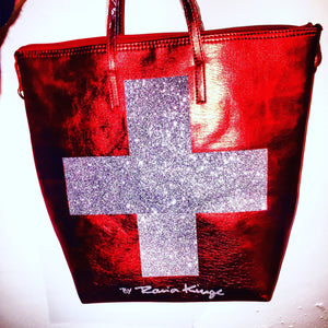 Swiss flag bag, with shiny cross.