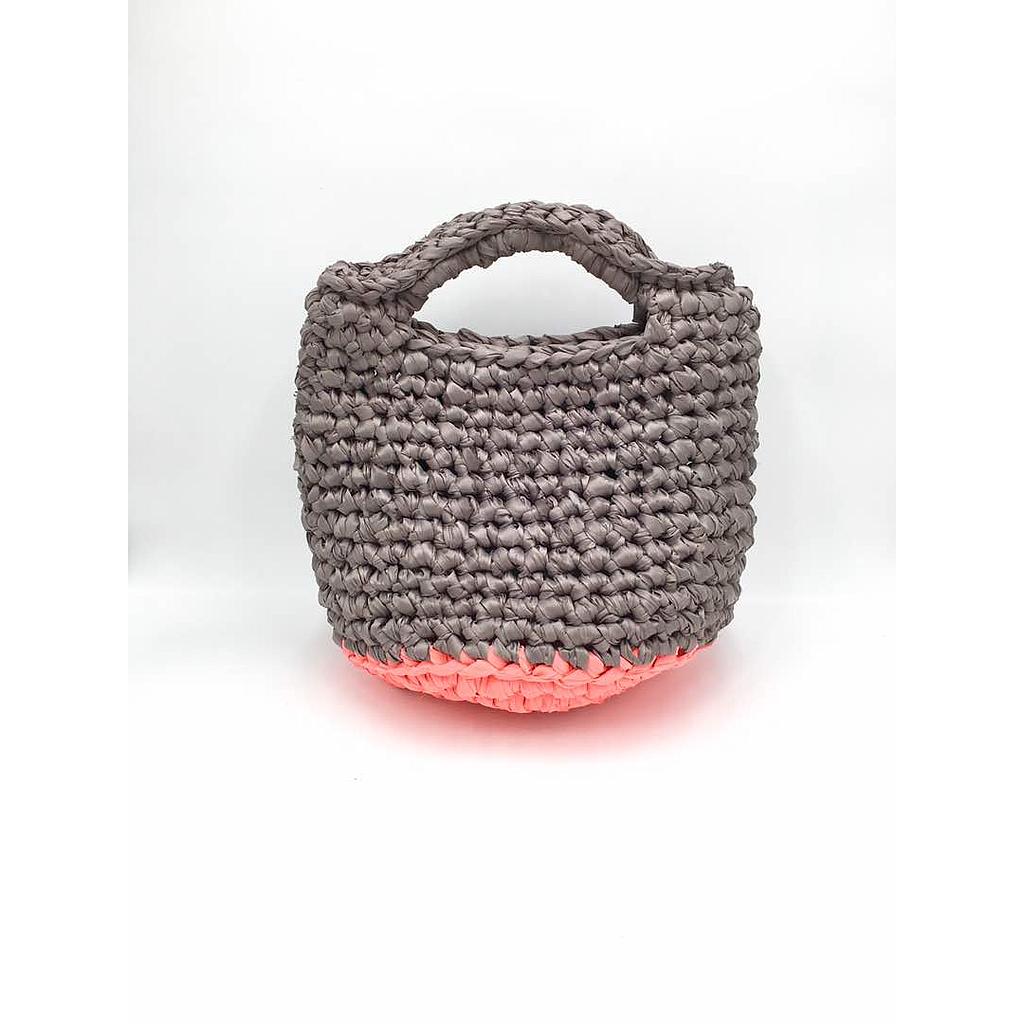 I love Syria - Bag Crochet - Grey and Fluorescent Coral