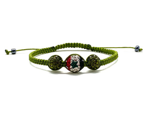 Syrian flag crystal bead, olive crystal beads and braided cord
