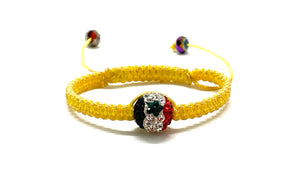 Baby Syrian flag crystal bead bracelet, yellow braided cord