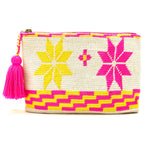 Rose and yellow flowers clutch with off white body