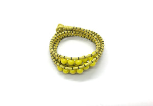 I love Syria -Triple Wrap around - yellow stone - yellow cord - black thread