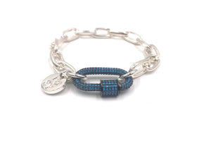 Silver chain turquoise studded hardware link.