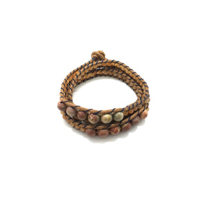 Semi-precious stone, Artistic Jasper, Wrap-around bracelet.