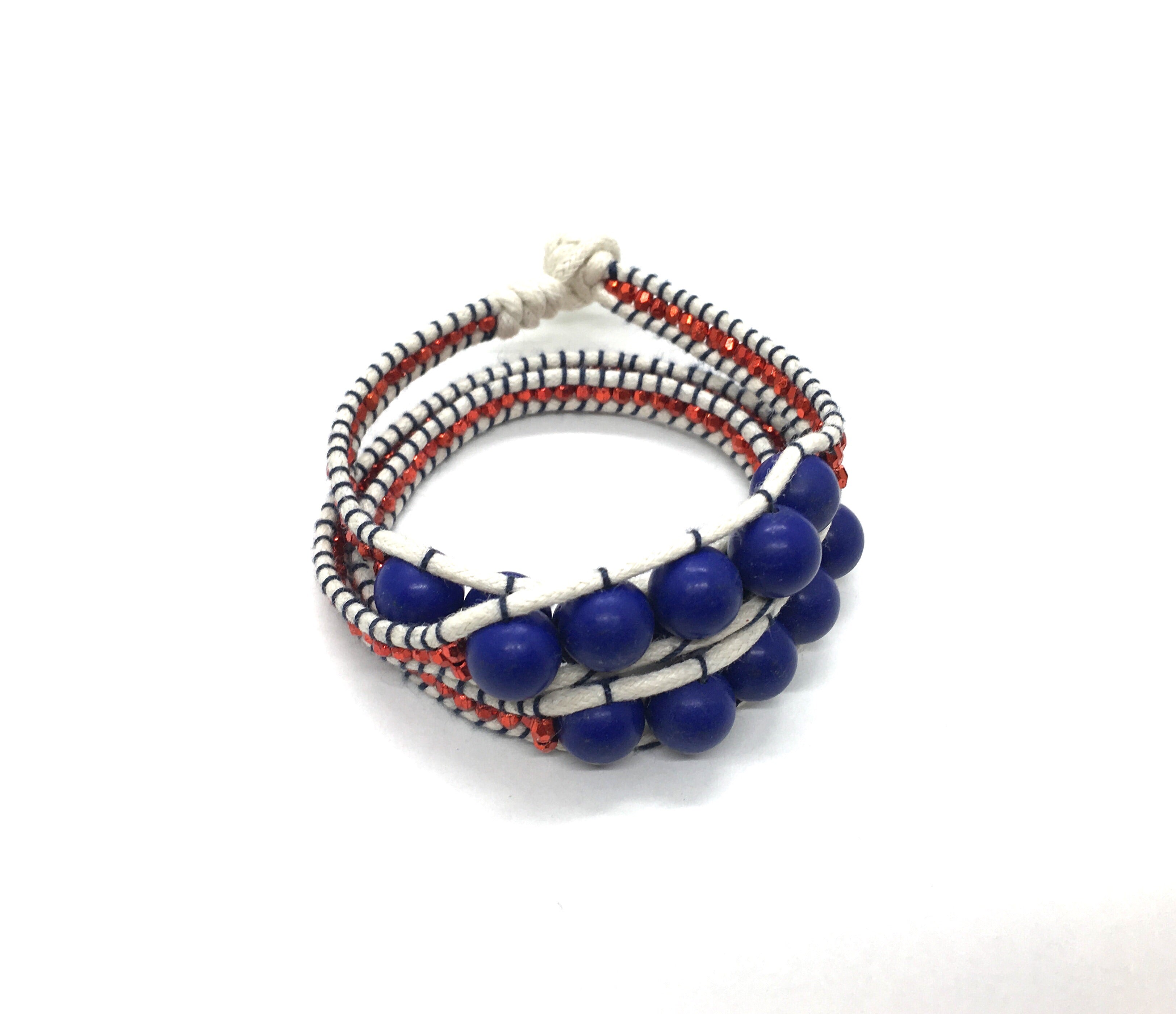 Wraparound bracelet, Lapis blue jasper stone.