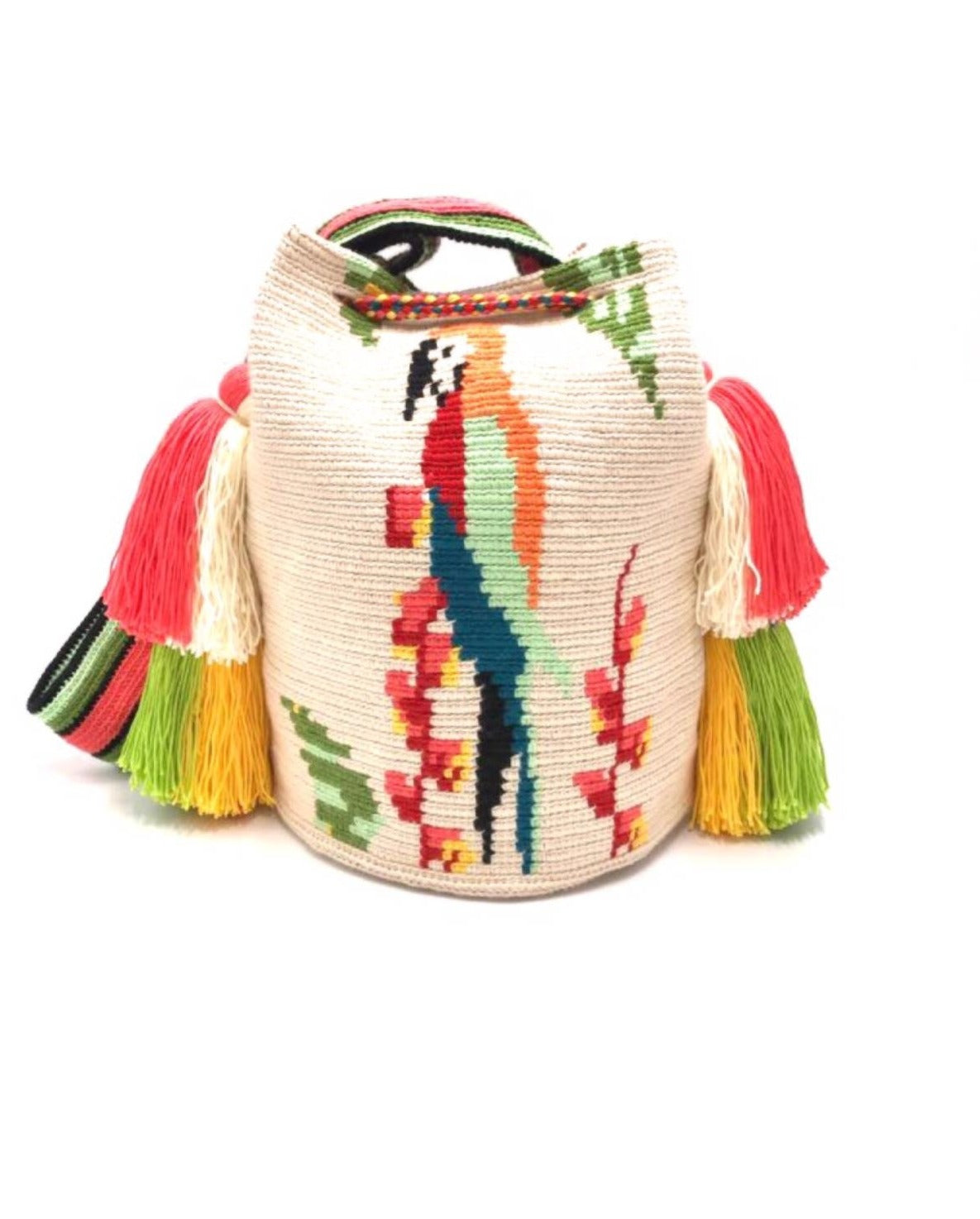 Parrot bag, quadruple tassel.