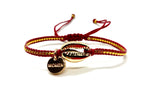 Natural gold shell bracelet, with gold Miyuki beads and burgundy cord