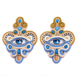 Gorgeous Evil eye earings, with crystal evil eye and quartz droplets.