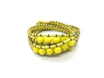 Wraparound yellow stone bracelet, yellow cord and yellow crystal side bead