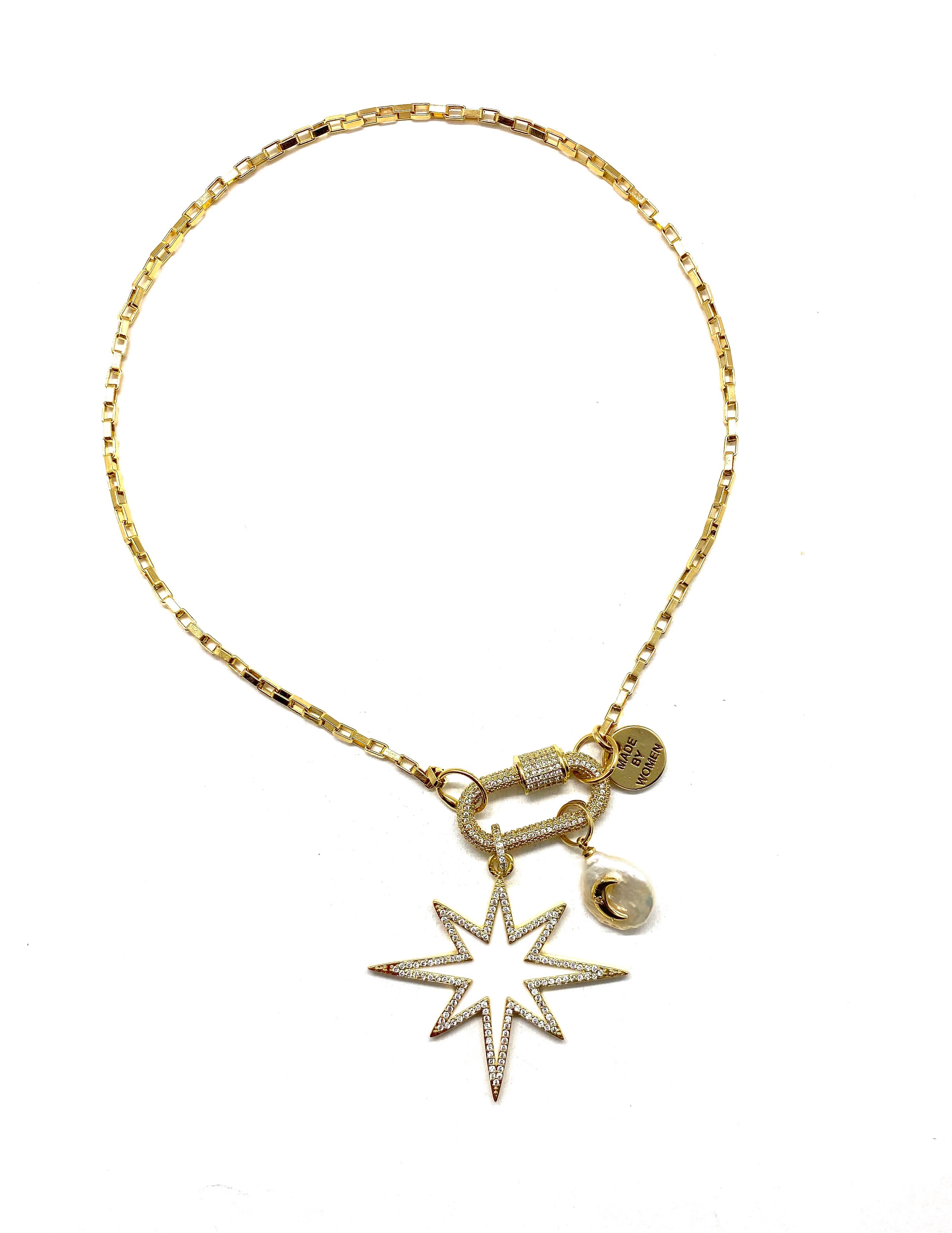Clip to impact gold chain white star, gold clips