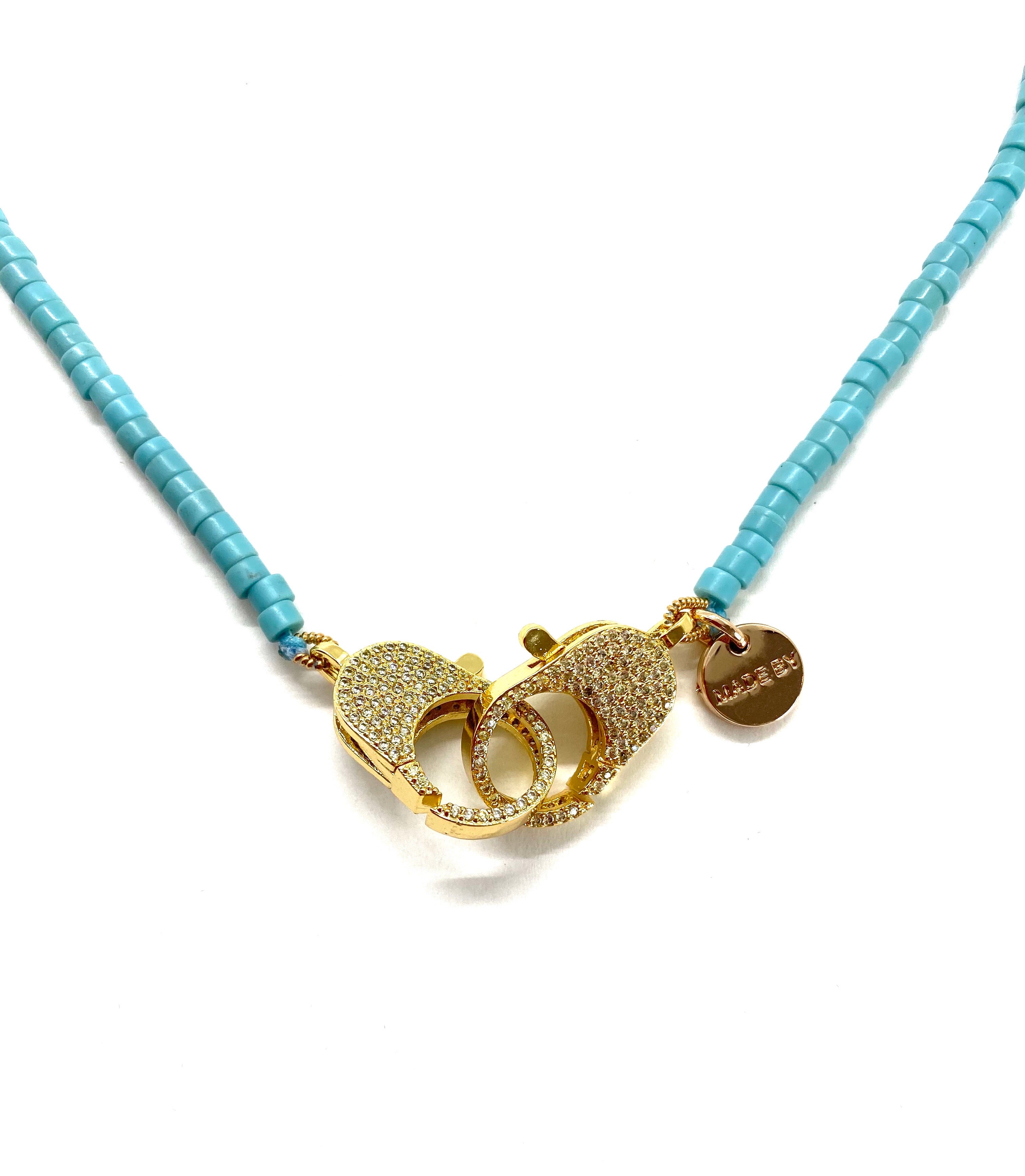 Blue ‘rondelle’ Christine necklace, gold clips