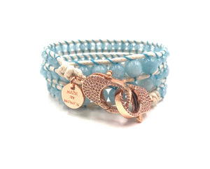 Clip2impact Blue Jade bracelet, with rose gold clips.