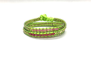 Wraparound bracelet, Pink Gemstone.