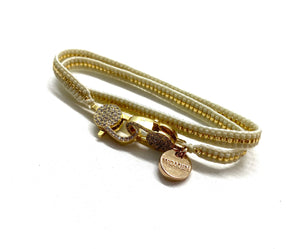 Cream miyuki bracelet, gold sequence and clips
