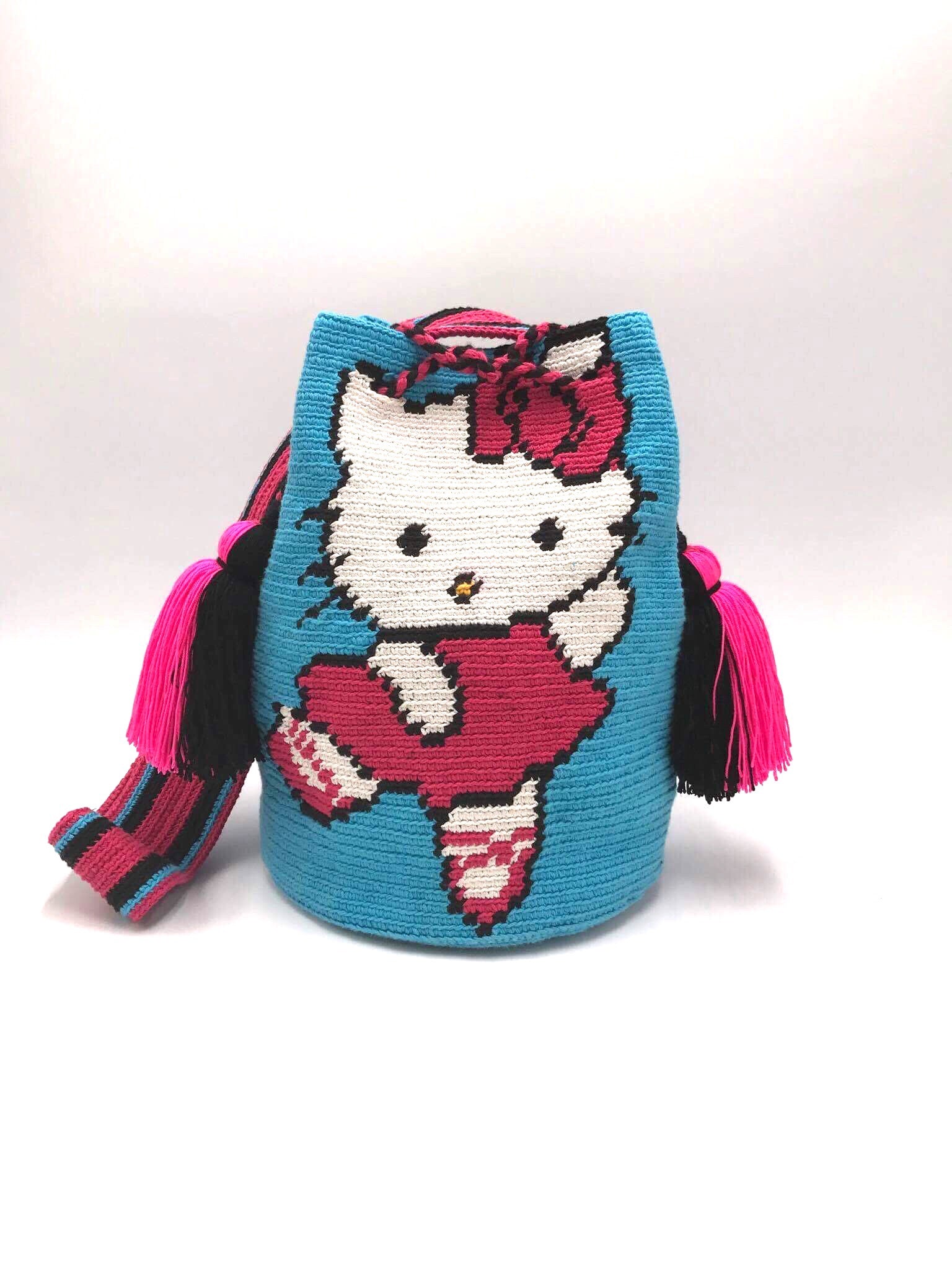 Pompom bag, dancing hello kitty, blue body.