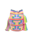 Tbag pattern bag, pastel colors, with tassels.