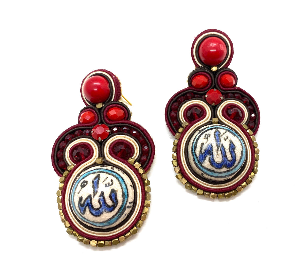 Ishani earings, traditional damascene ceramics.
