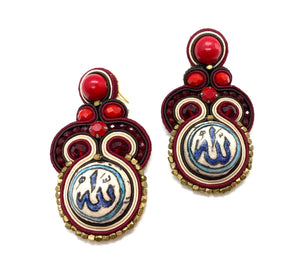 Ishani earings, traditional damascene ceramics.