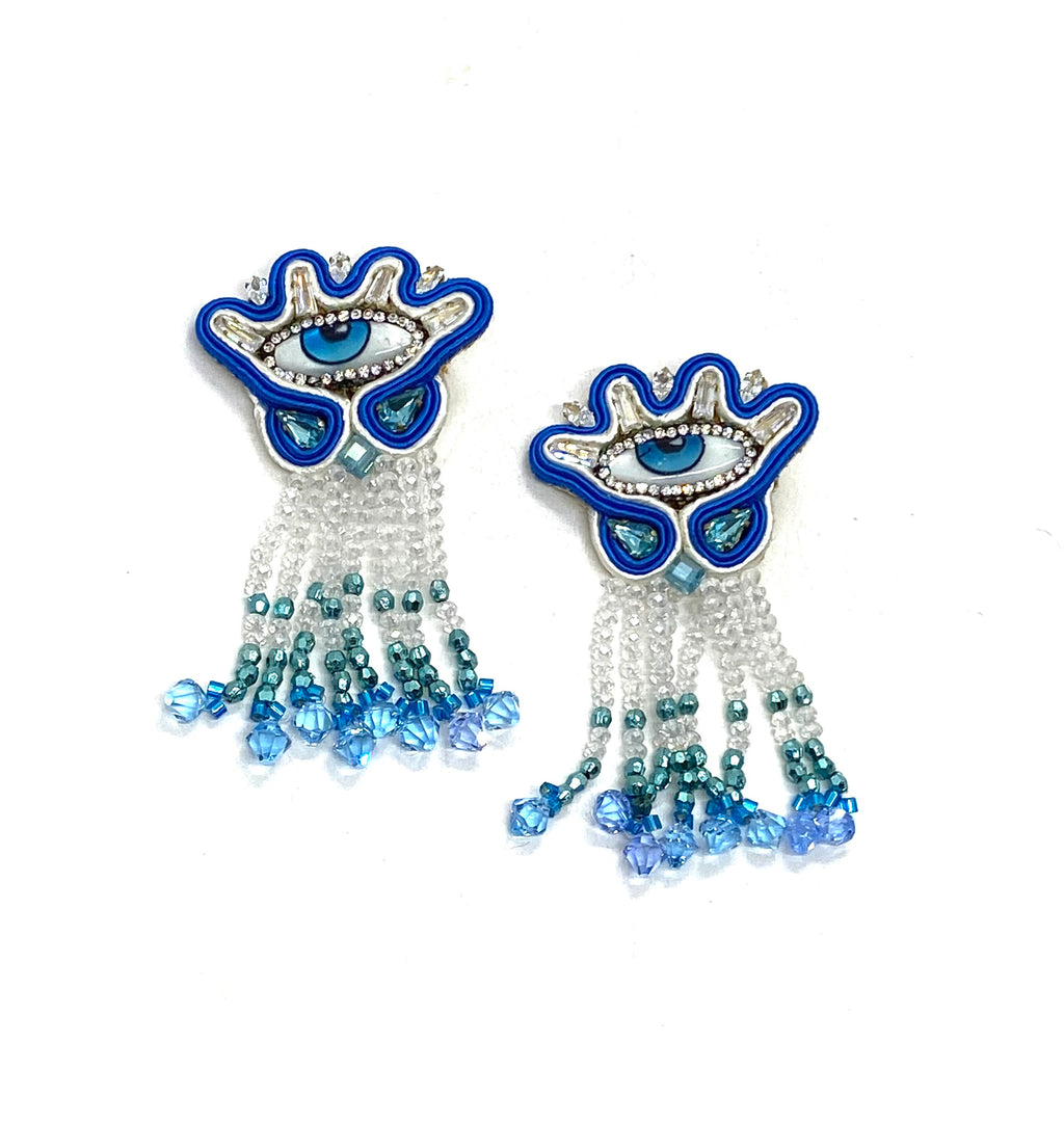 Evil eye star earrings