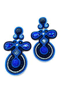 Electricity blue and shades of blue Swarovski droplet earings.