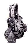 Deer bag, hand made with triple tassel and pompoms