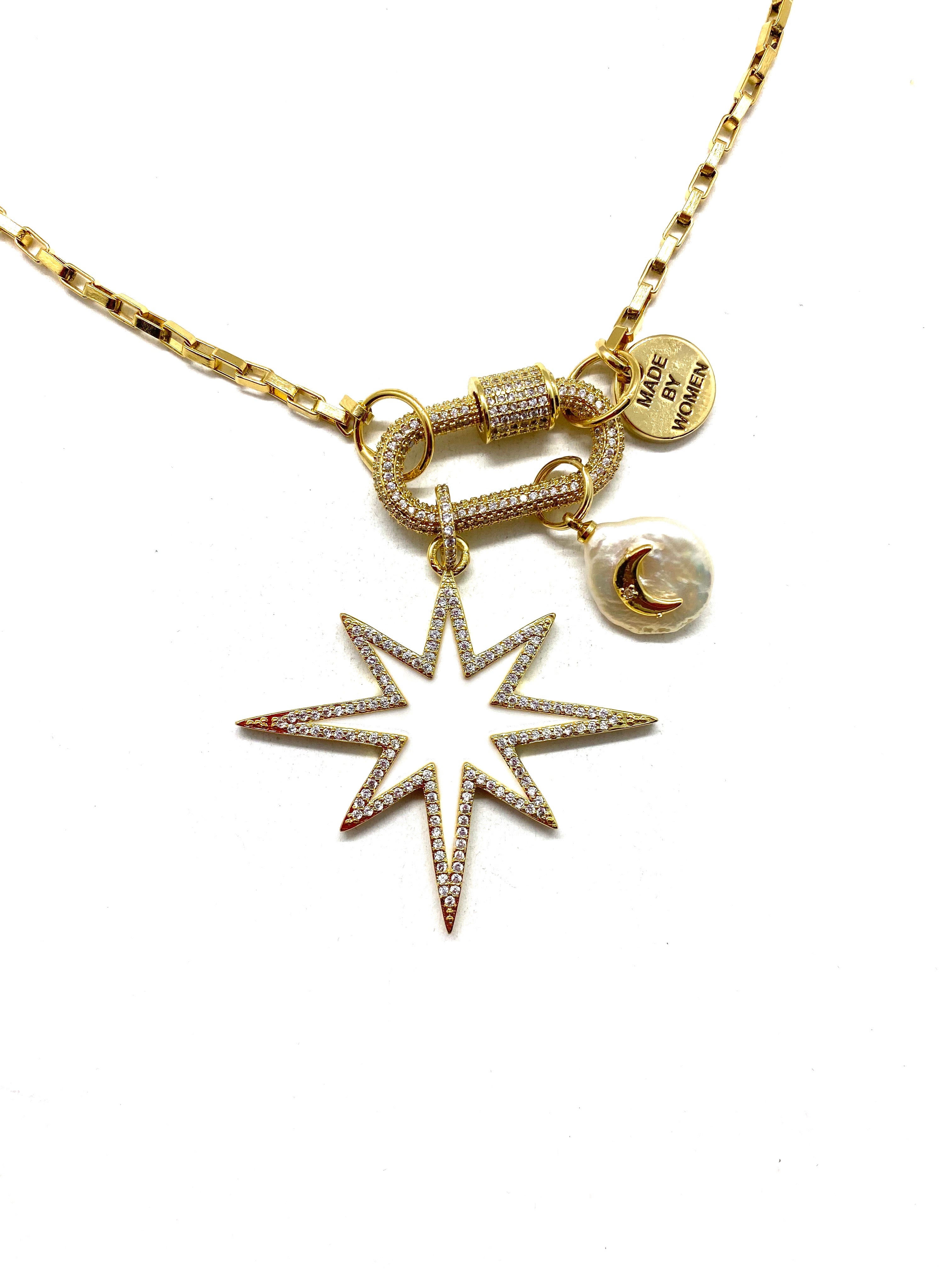 Clip to impact gold chain white star, gold clips