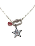 Clip to impact silver Hardware necklace, grey star.
