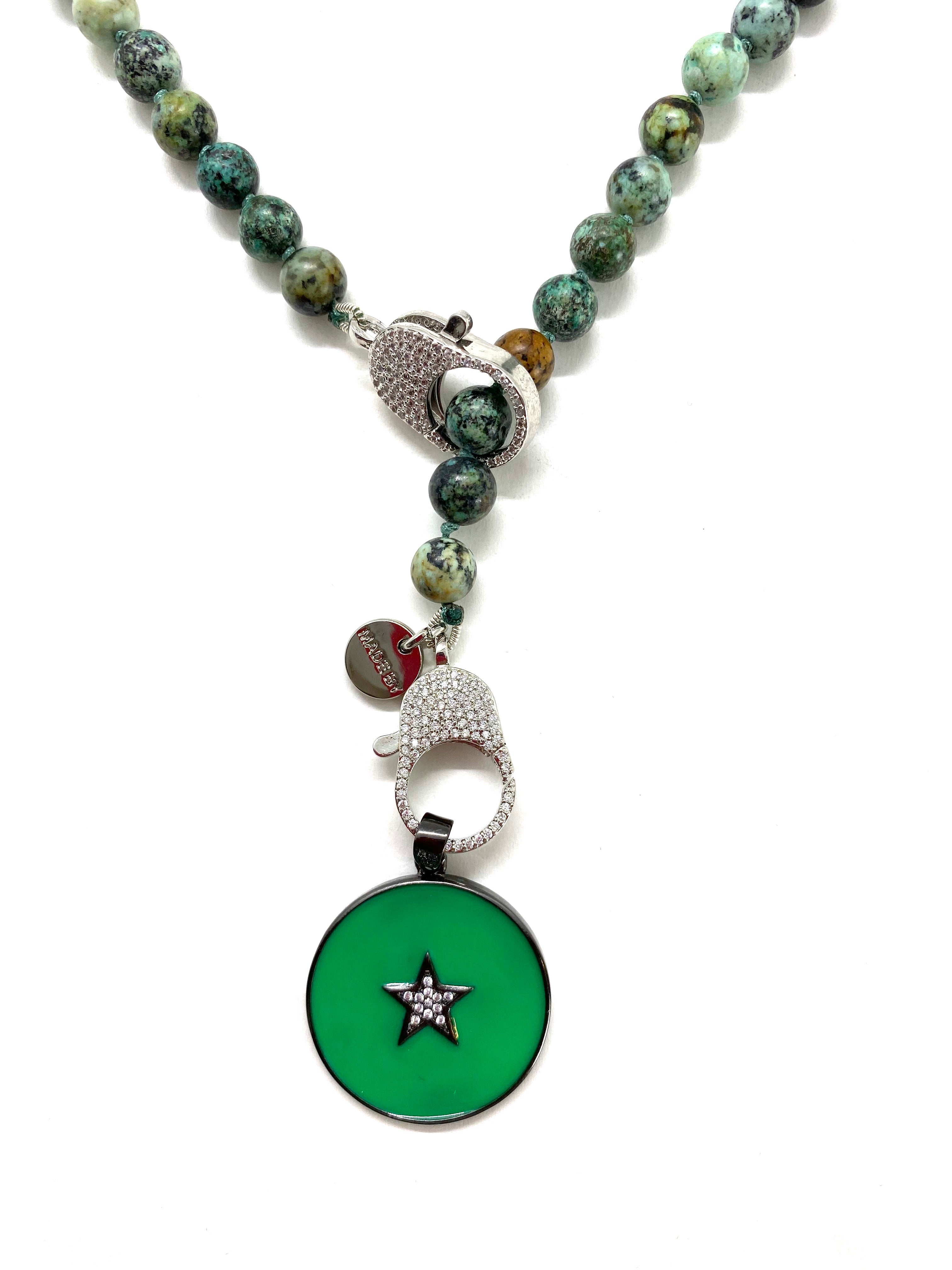 African green turquoise, silver clasp