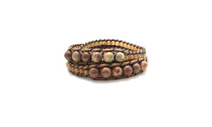 Semi-precious stone, Artistic Jasper, Wrap-around bracelet.