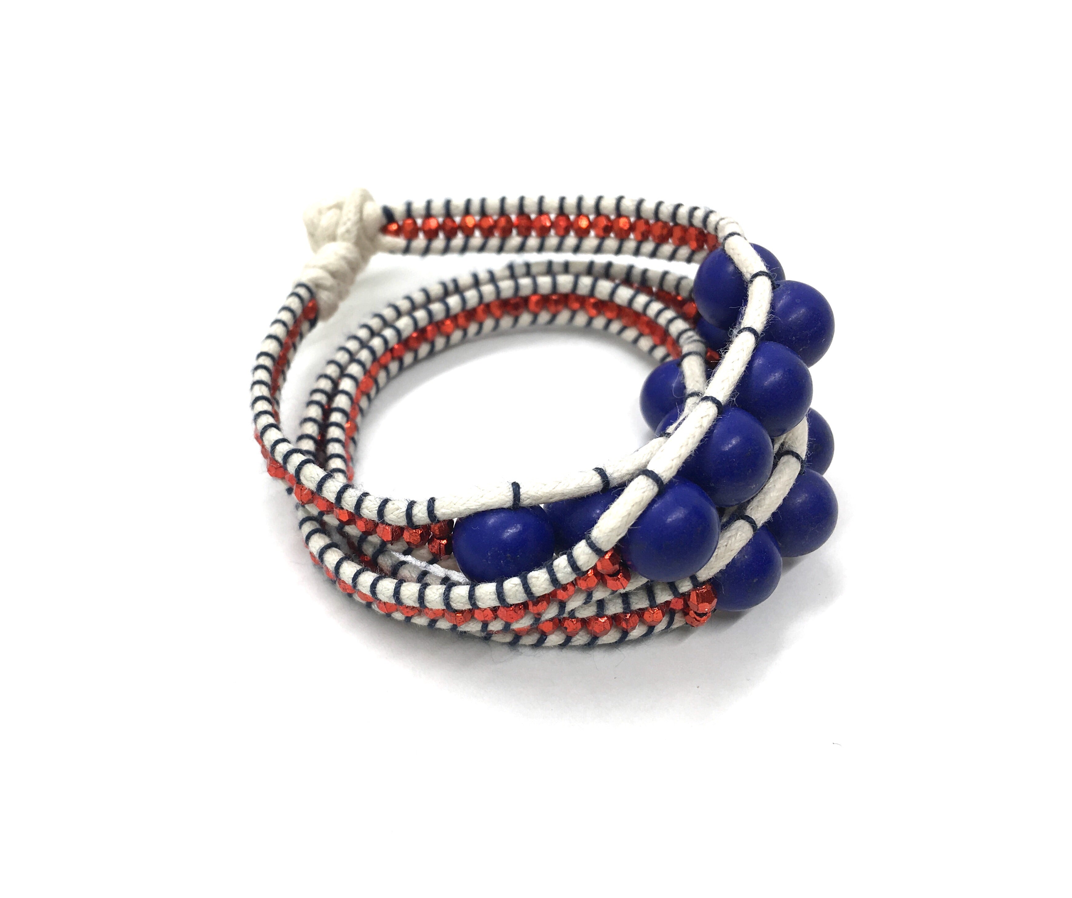 Wraparound bracelet, Lapis blue jasper stone.