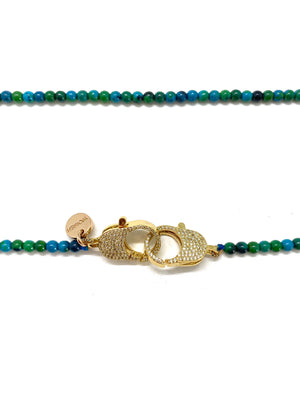 Chrysocolla Christine necklace, with gold clips