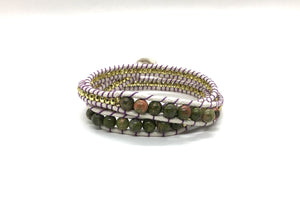 Wraparound bracelet, Unakite Stone.
