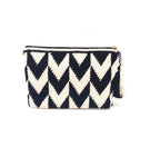 Clutch, beautiful V black and white pattern, with tassel.