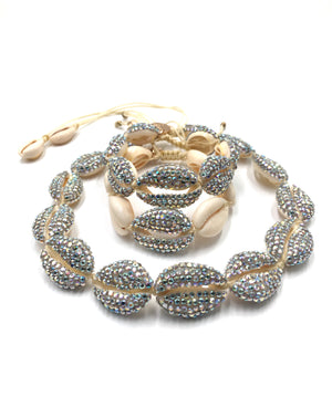 Natural shell choker necklace, entirely studded with Swarovski