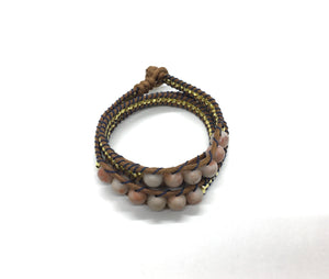 Wraparound bracelet, light red Jasper Stone.