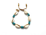 Natural shell anklet with ‘rondelle’.