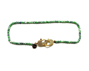 Clip to impact Green rainbow stone Christine necklace.