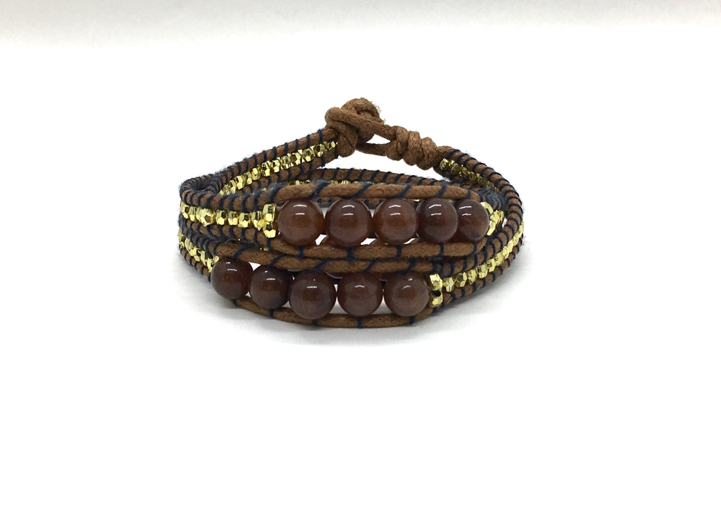 Wraparound bracelet, Dark Agate Stone.