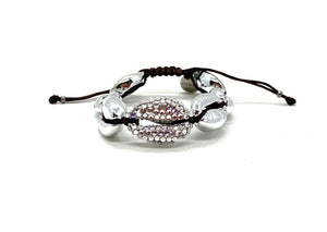 Silver shell bracelet, central piece studded.