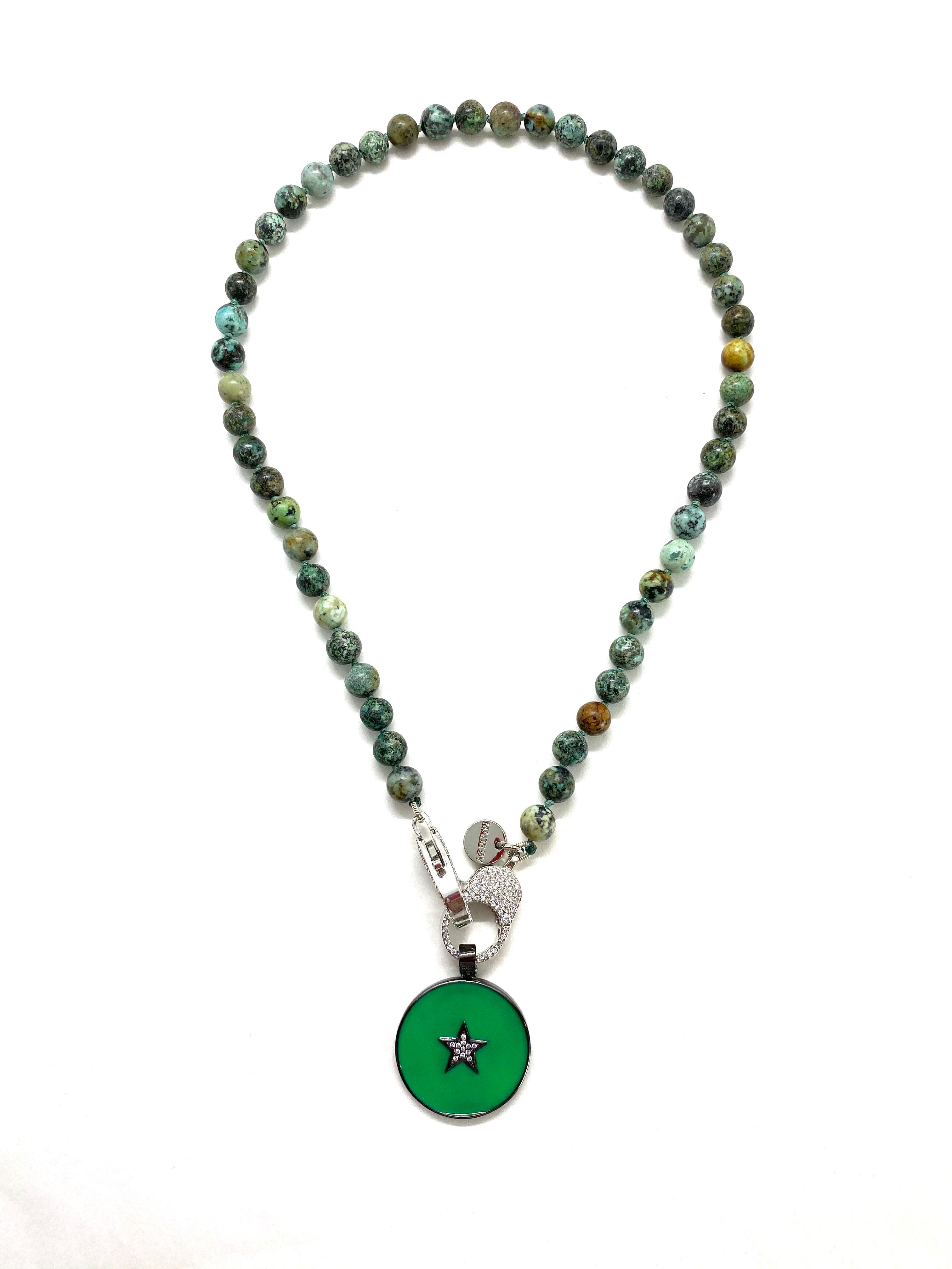 African green turquoise, silver clasp