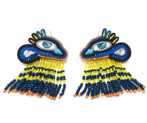Evil Eye Earings, Swarovski studded with Miyuki beads.