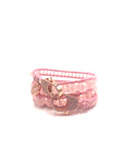 Rose quartz wrap bracelet, rose gold clips