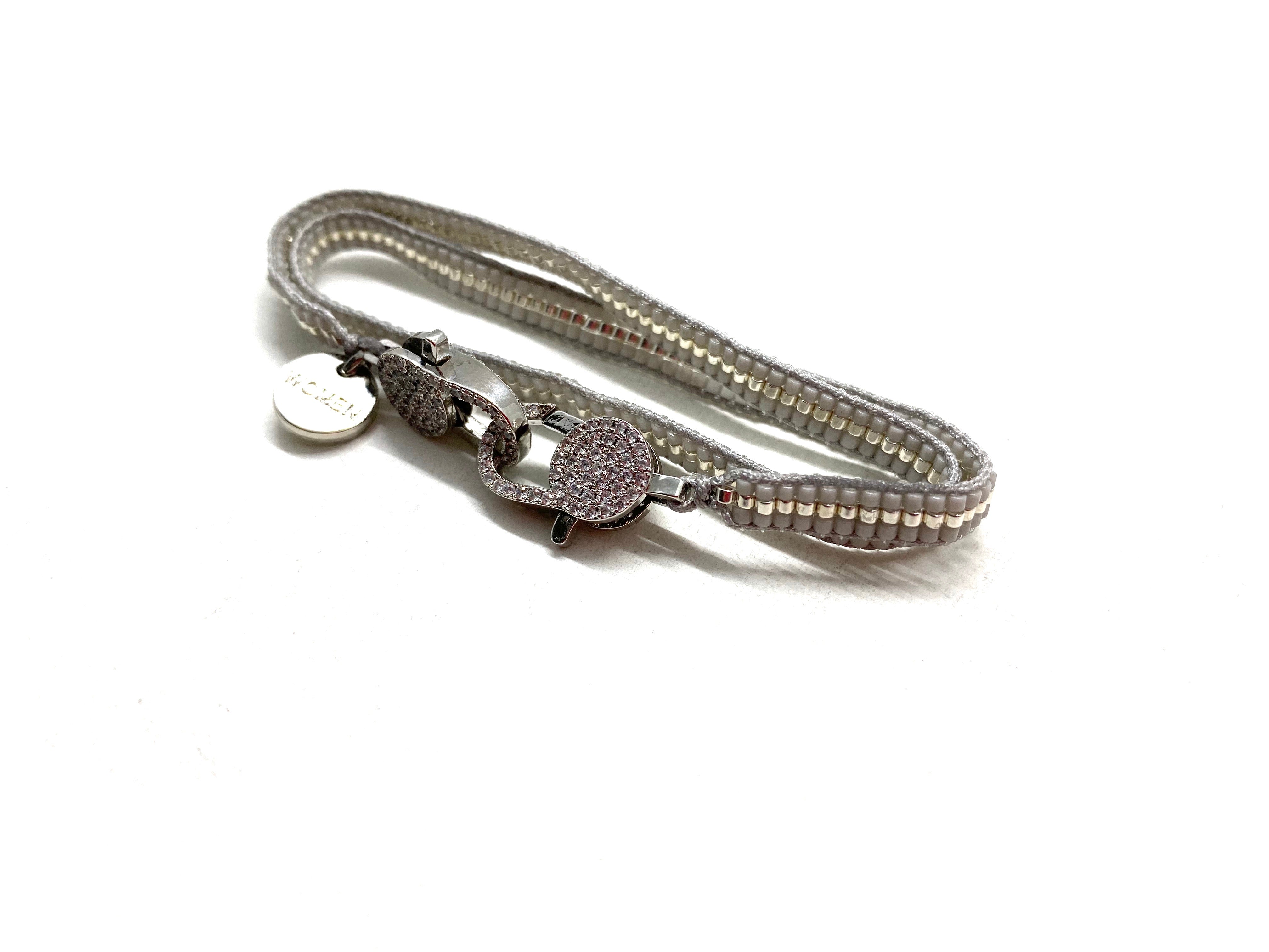 Grey miyuki bracelet, silver sequence and clips