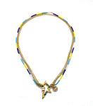 Star necklace, blues and yellow combo