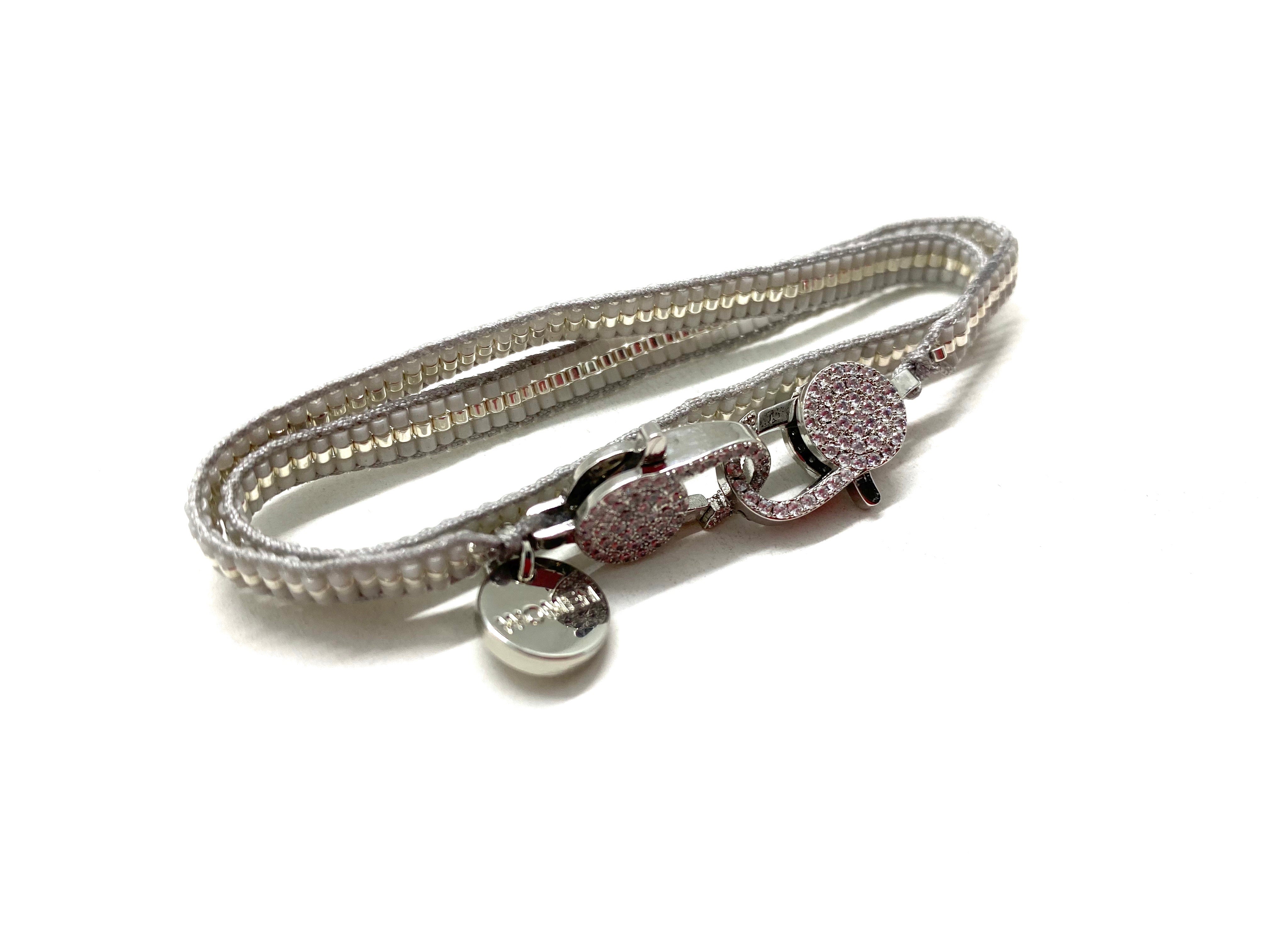 Grey miyuki bracelet, silver sequence and clips