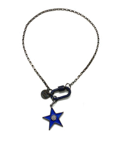 Dark blue hardware necklace, black chain