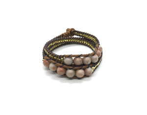 Wraparound bracelet, light red Jasper Stone.