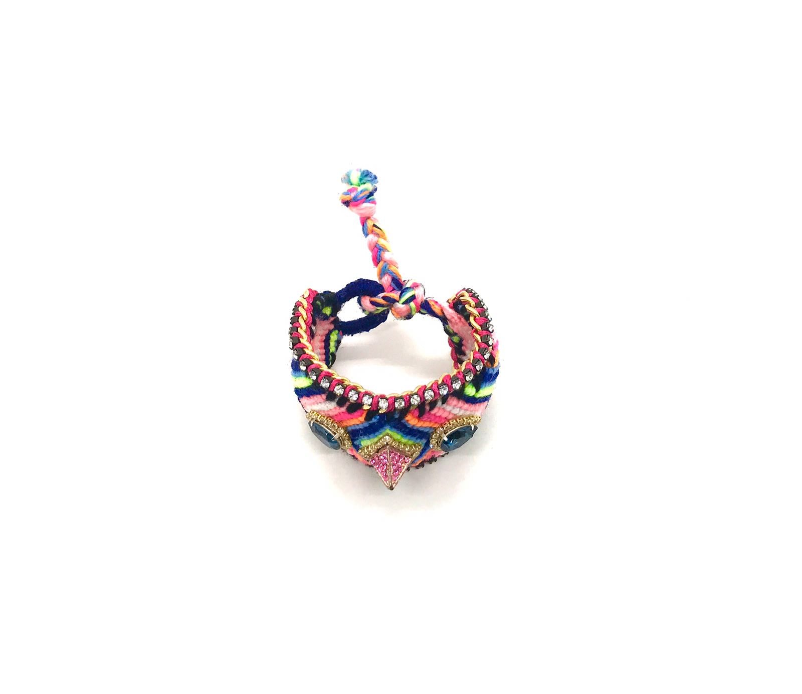 Luxury friendship bracelet- blue pink mix- navy crystal- pink ribbon